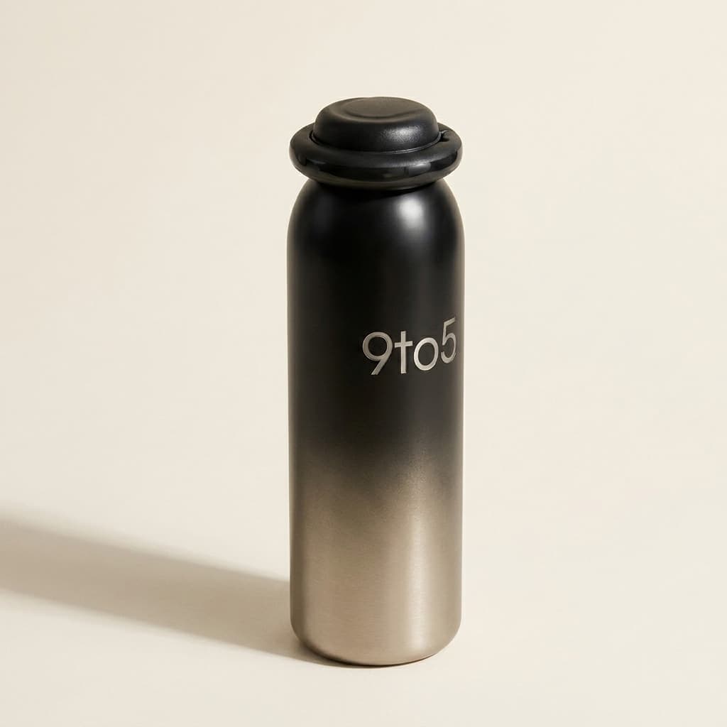 Gourde 9to5 Noir Mat vue de trois-quarts