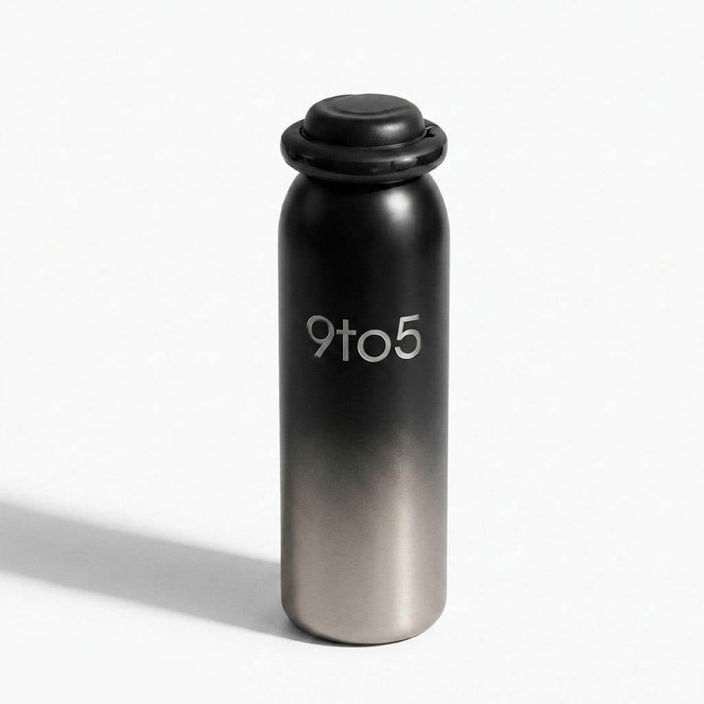 Gourde 9to5 Noir Mat, logo gravé